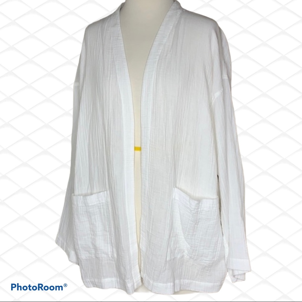 Eileen Fisher Light Weight Cardigan Size Small New: NWT + White Cotton Gauze
